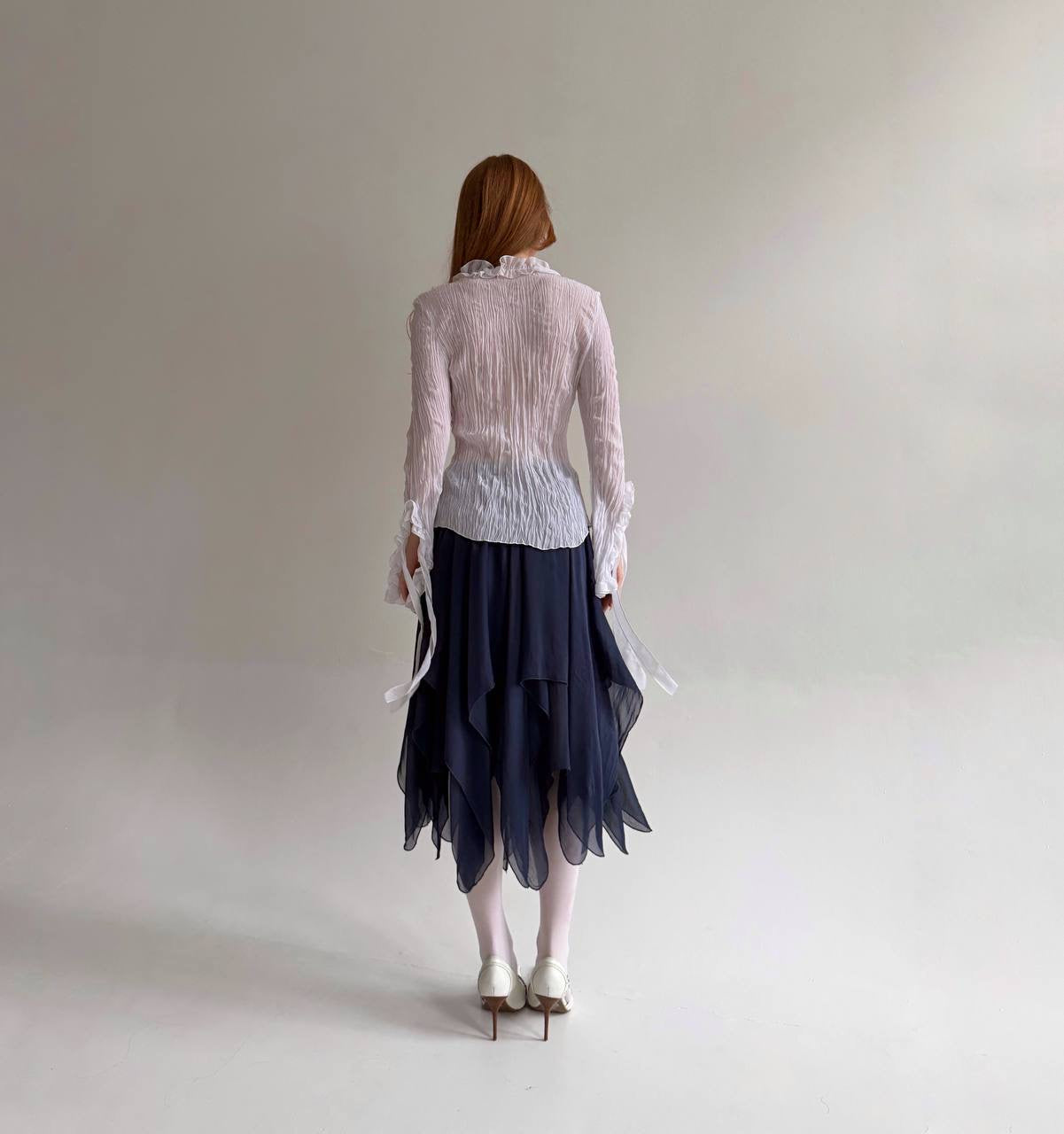 Vintage silk and viscose navy skirt