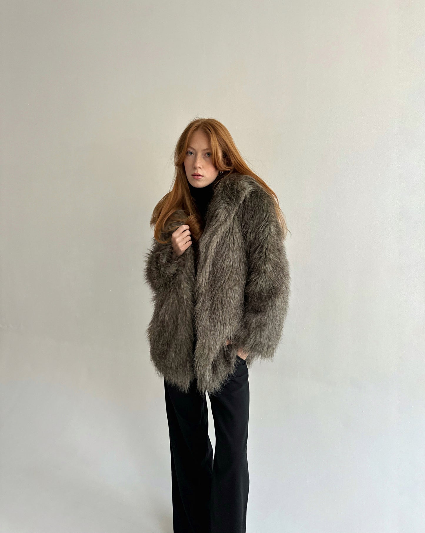 Vintage grey beautiful faux fur
