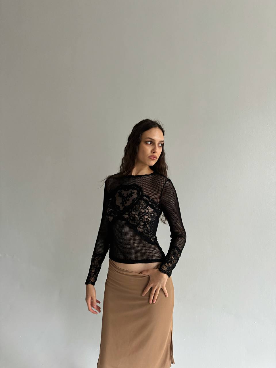 Vintage French mesh lace blouse
