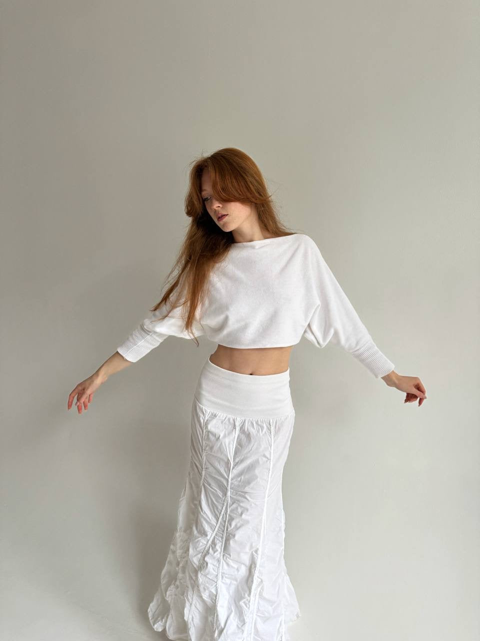 Vintage cotton white cropped sweater
