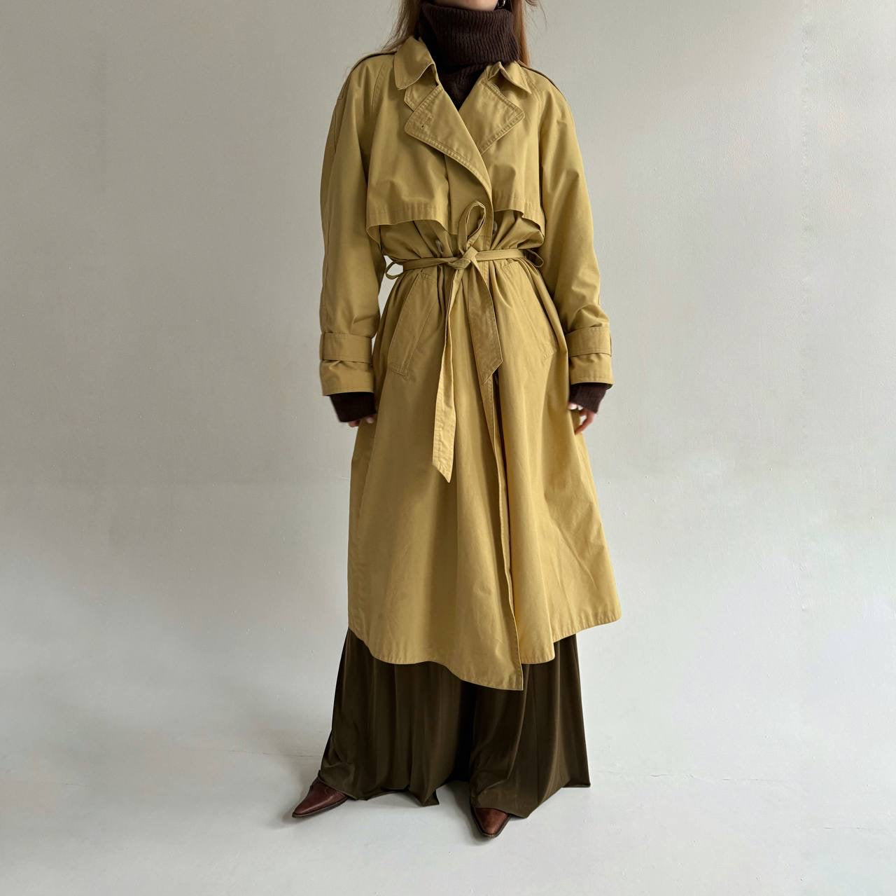 Vintage cotton blend long trench coat