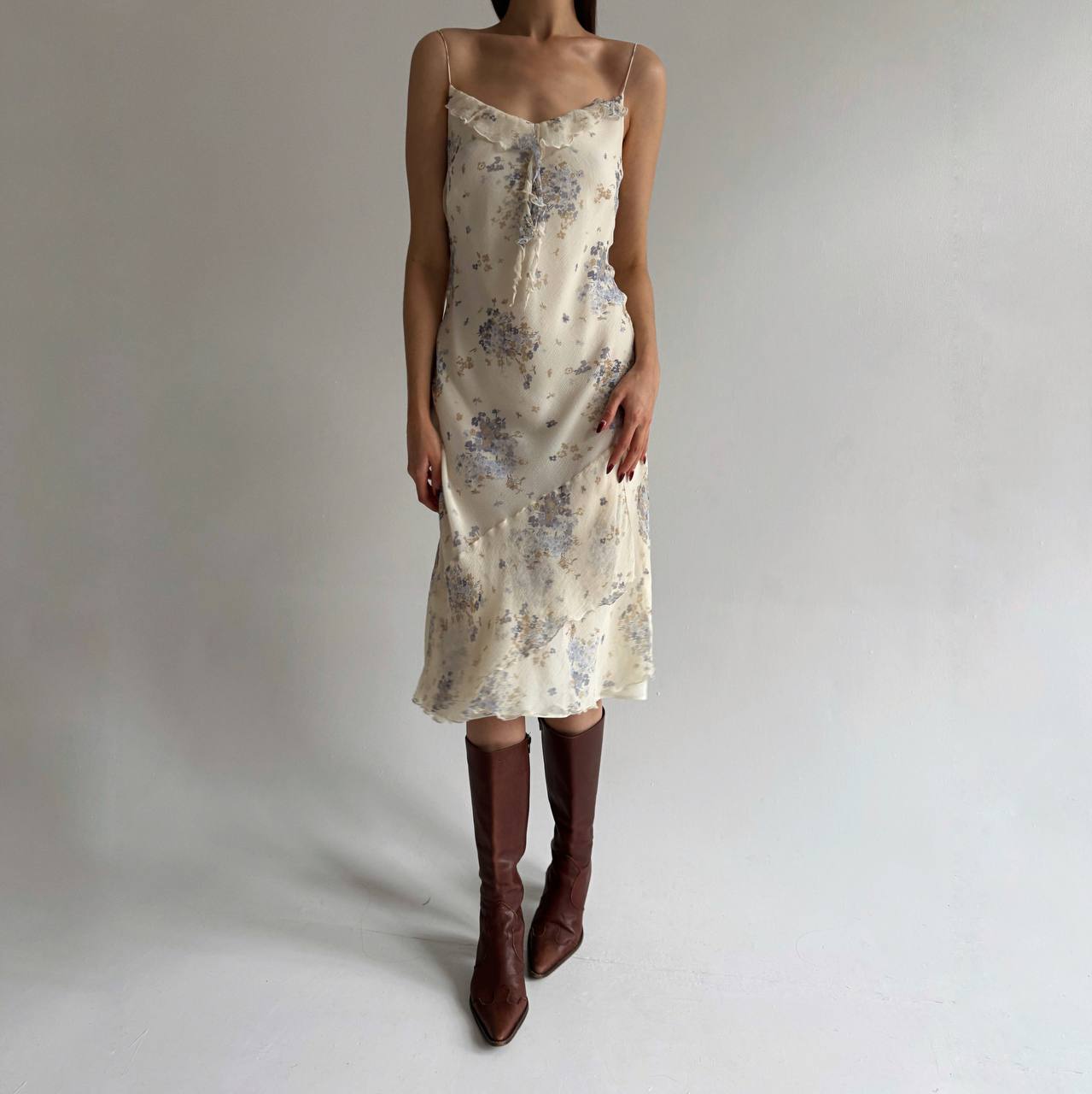 Vintage pure silk flower print dress