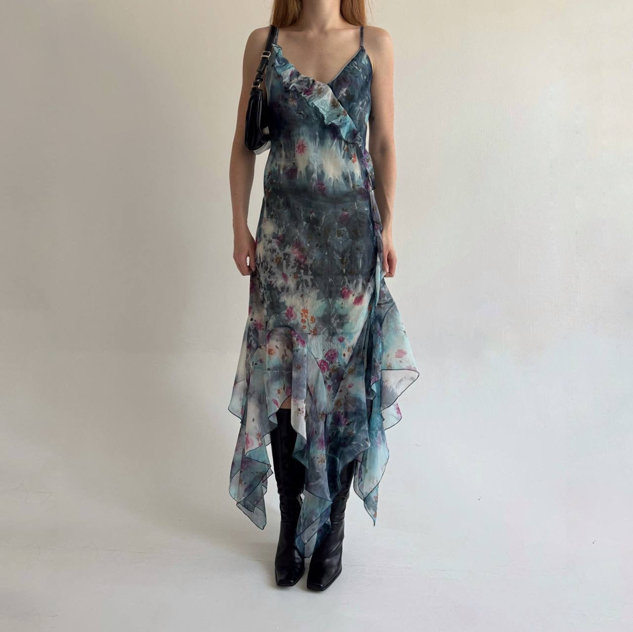 Vintage asymmetrical printed dress