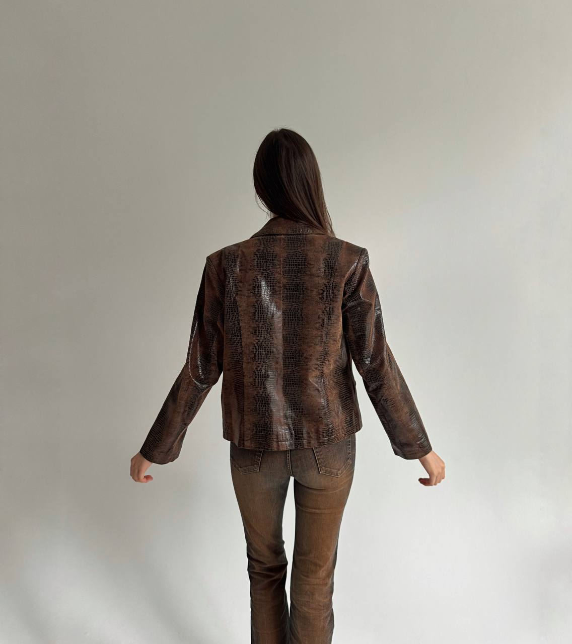 Vintage genuine leather snake skin imitation jacket