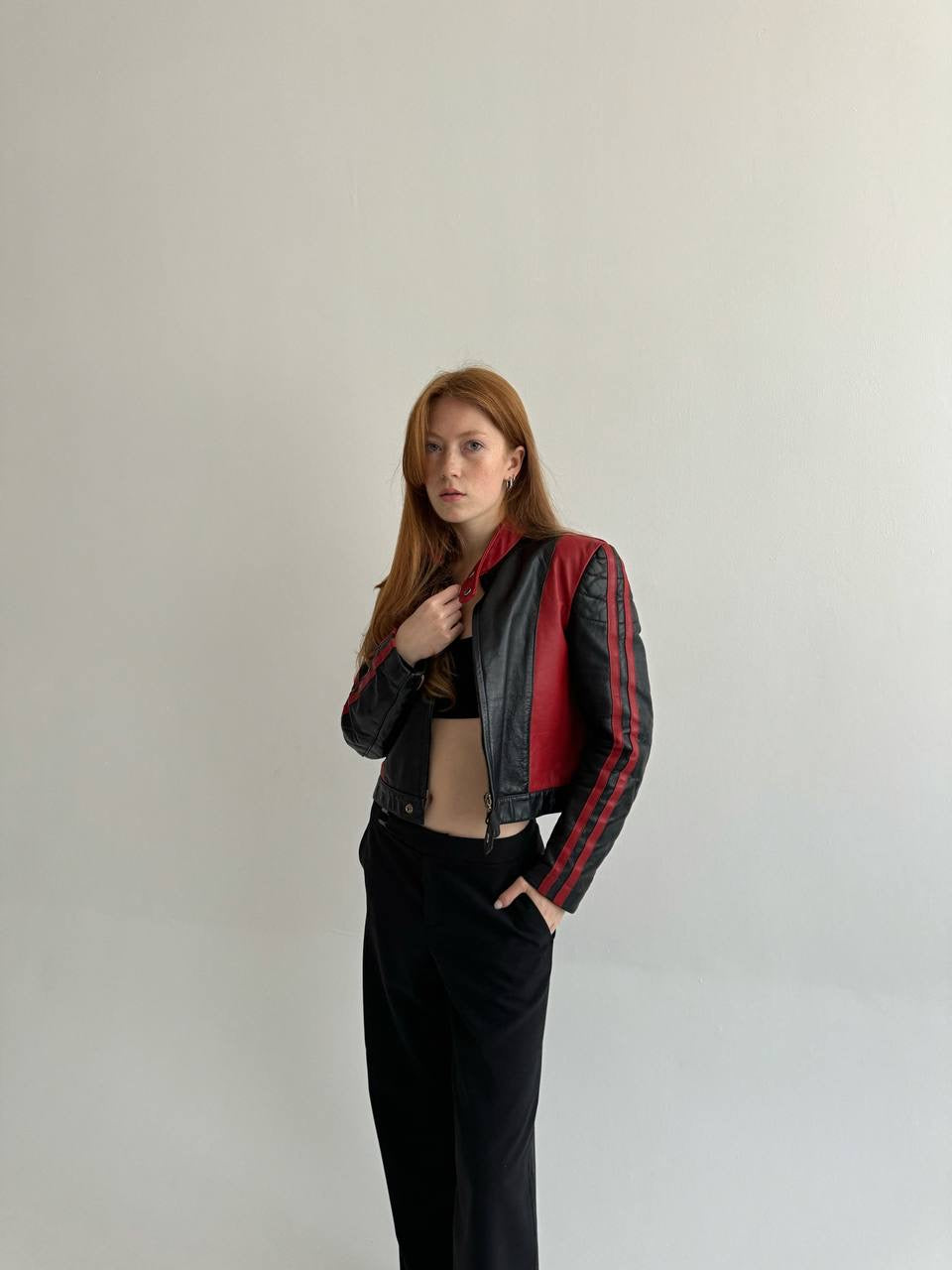 Vintage genuine leather high quality jacket in black