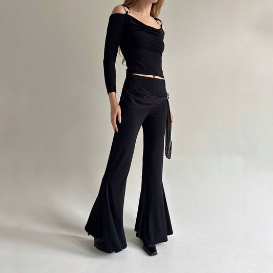 Vintage black stretchy flared pants