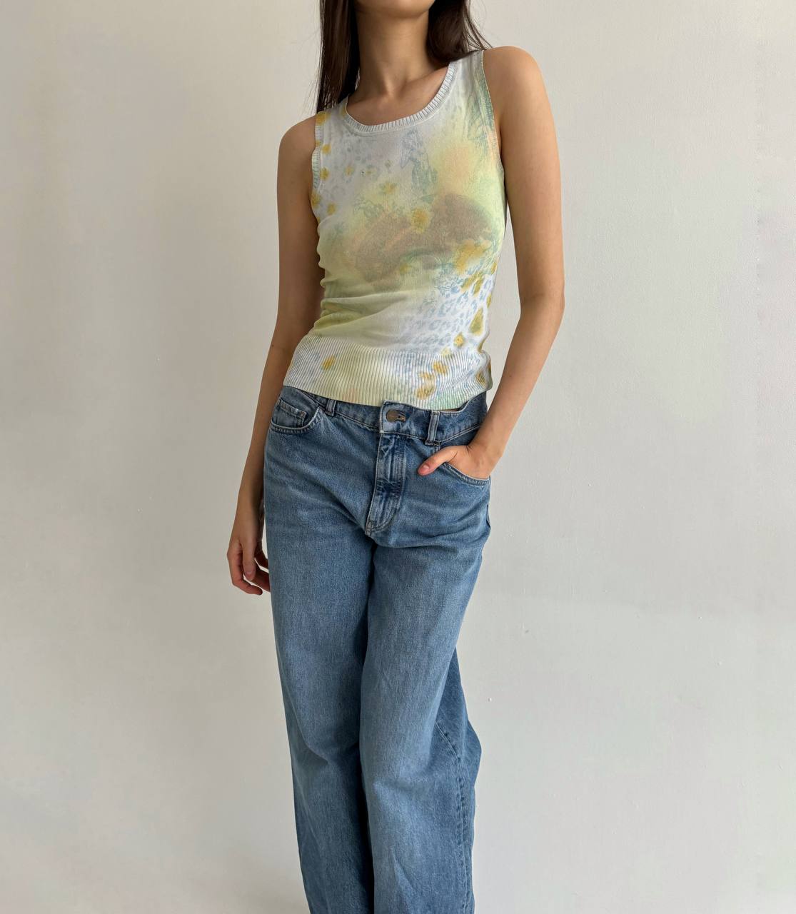 Vintage pastel printed tank top