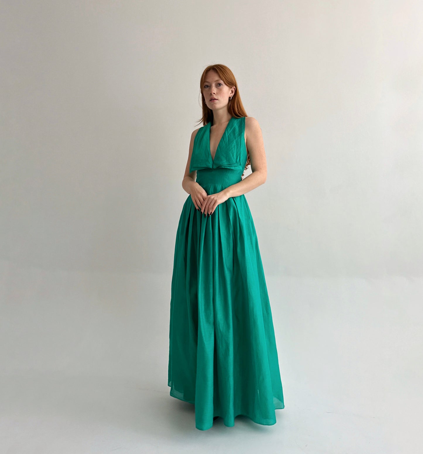 Vintage 75% cotton 25% silk green maxi dress