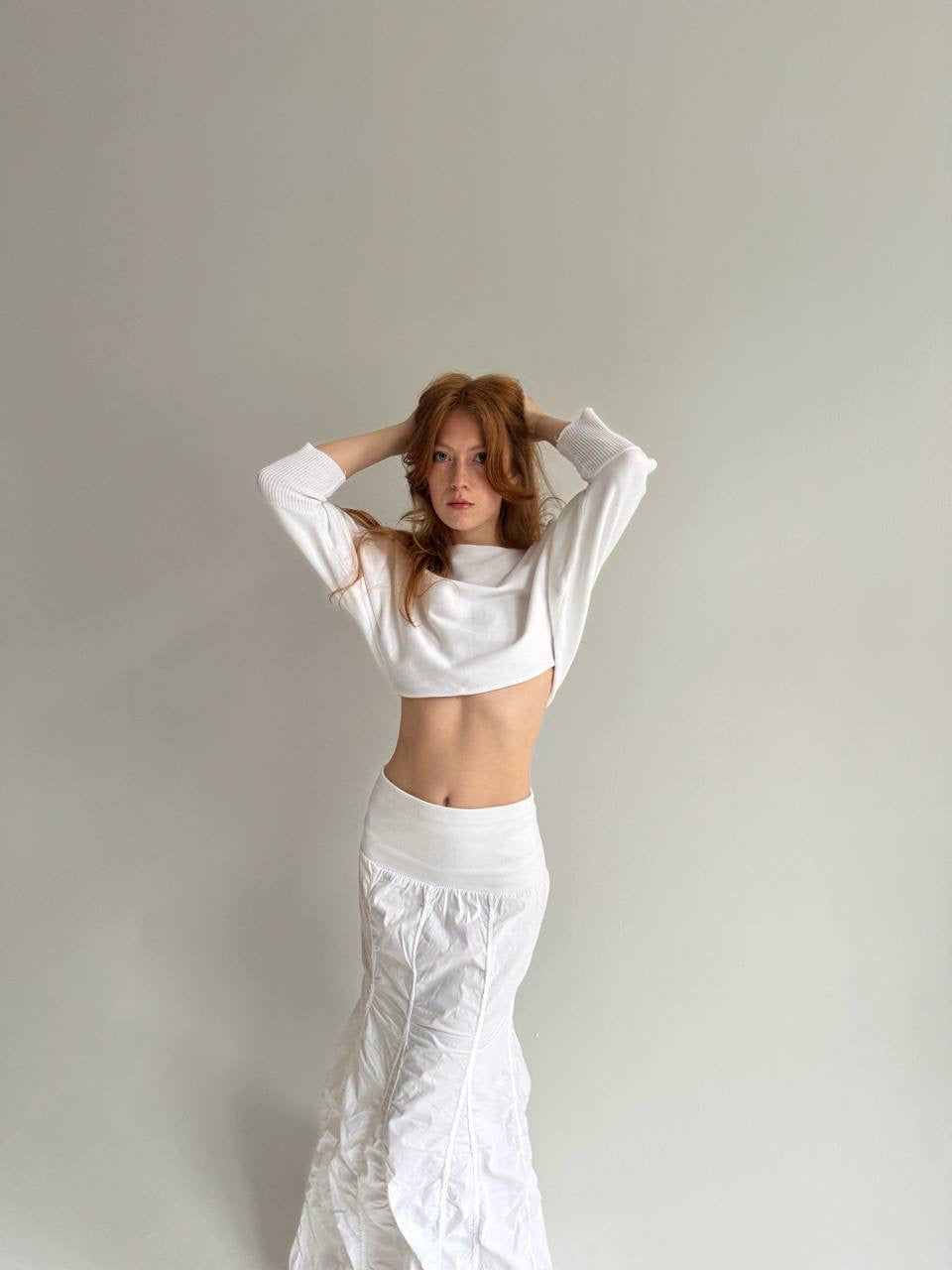 Vintage cotton white cropped sweater