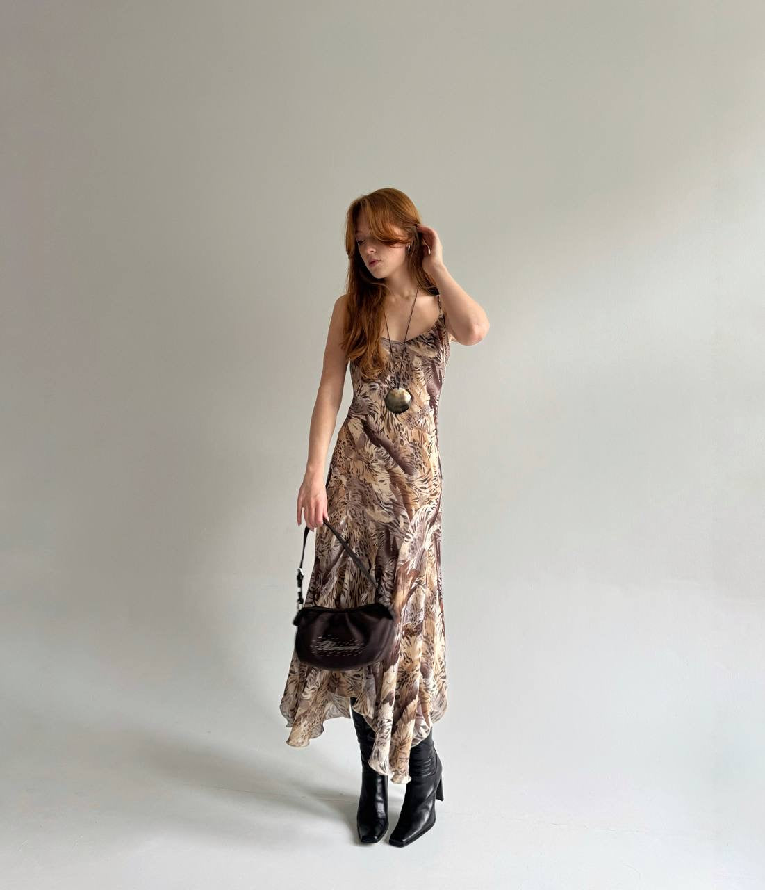 Y2K viscose asymmetrical maxi dress