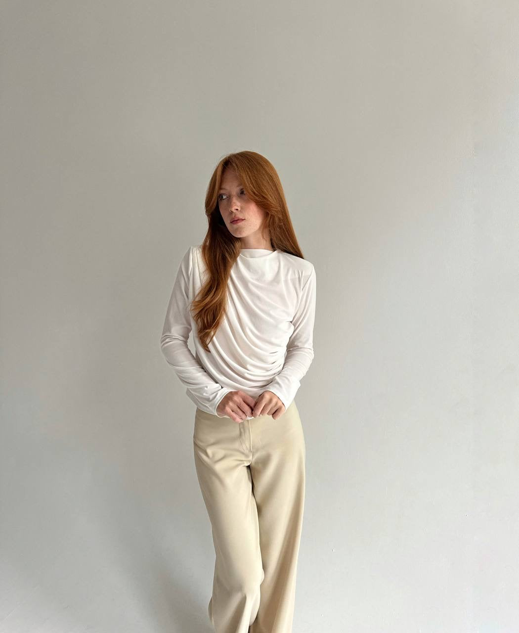 Vintage draped asymmetrical blouse