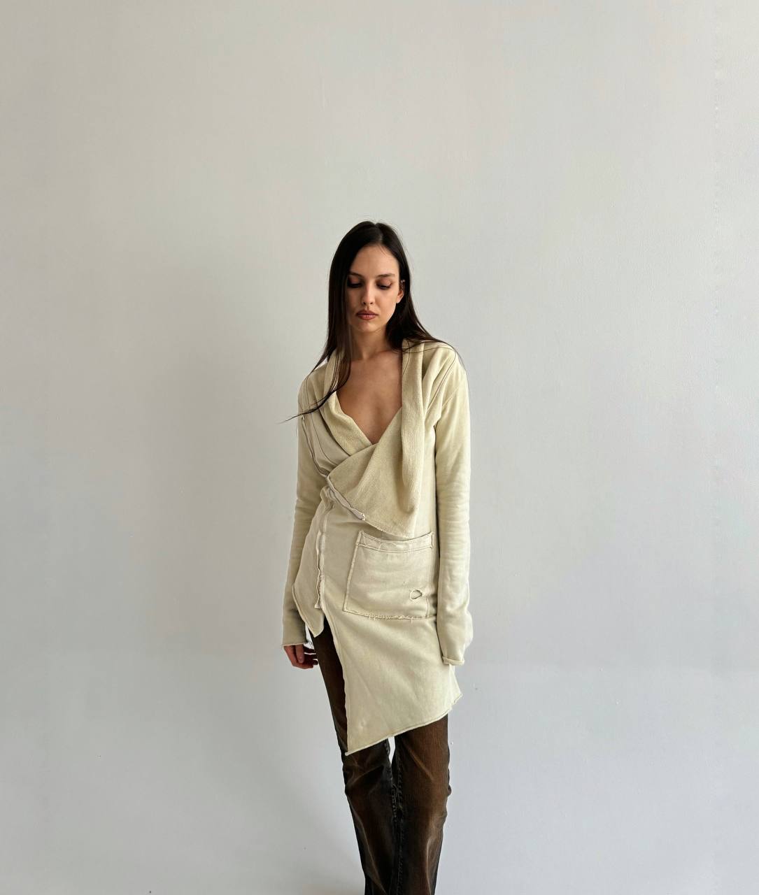 Vintage cotton cream avant garde cardigan