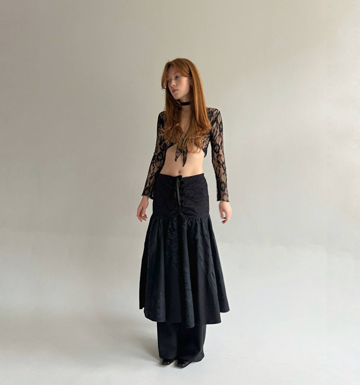 Vintage cotton made in France gothic maxi skirt