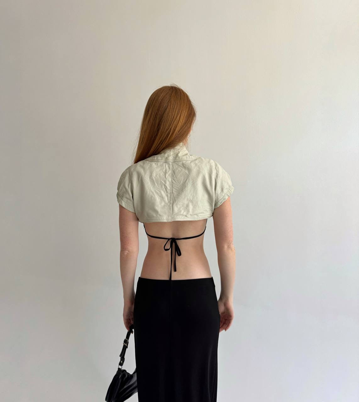 Vintage genuine leather cropped bolero
