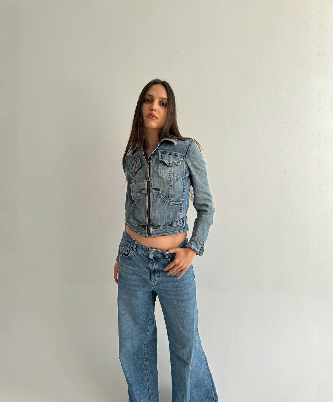 Y2K washed denim jacket