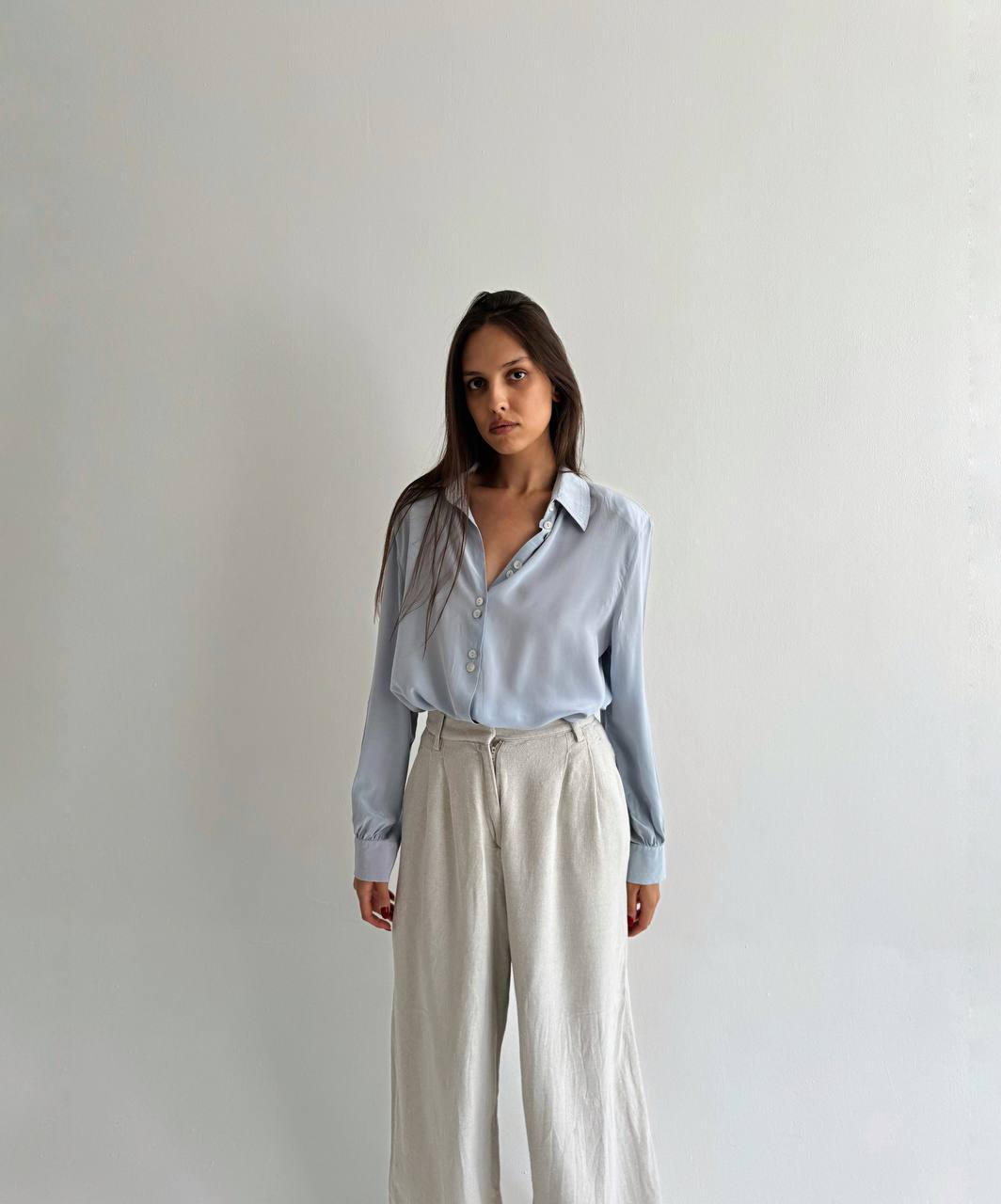 Vintage 100% pure silk blue shirt