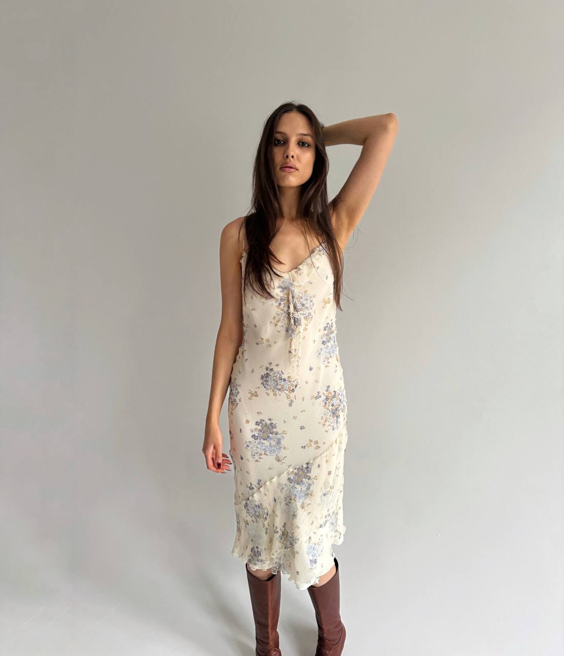 Vintage pure silk flower print dress