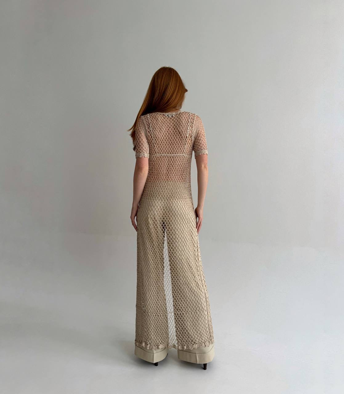 Vintage viscose long beaded cardigan