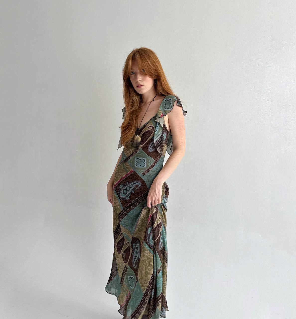 Vintage viscose boho long dress