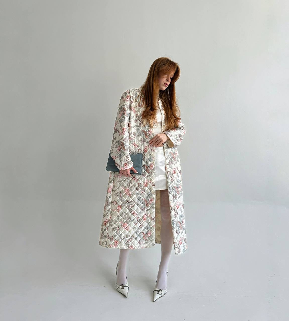 Vintage quilted flower pattern coat