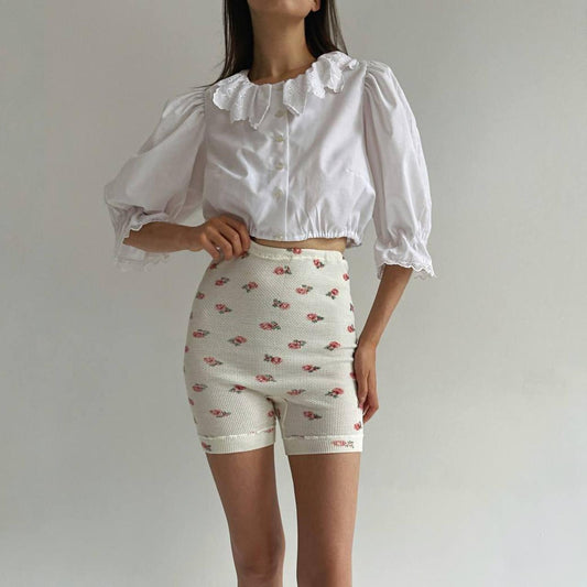Vintage cottagecore cotton blend blouse