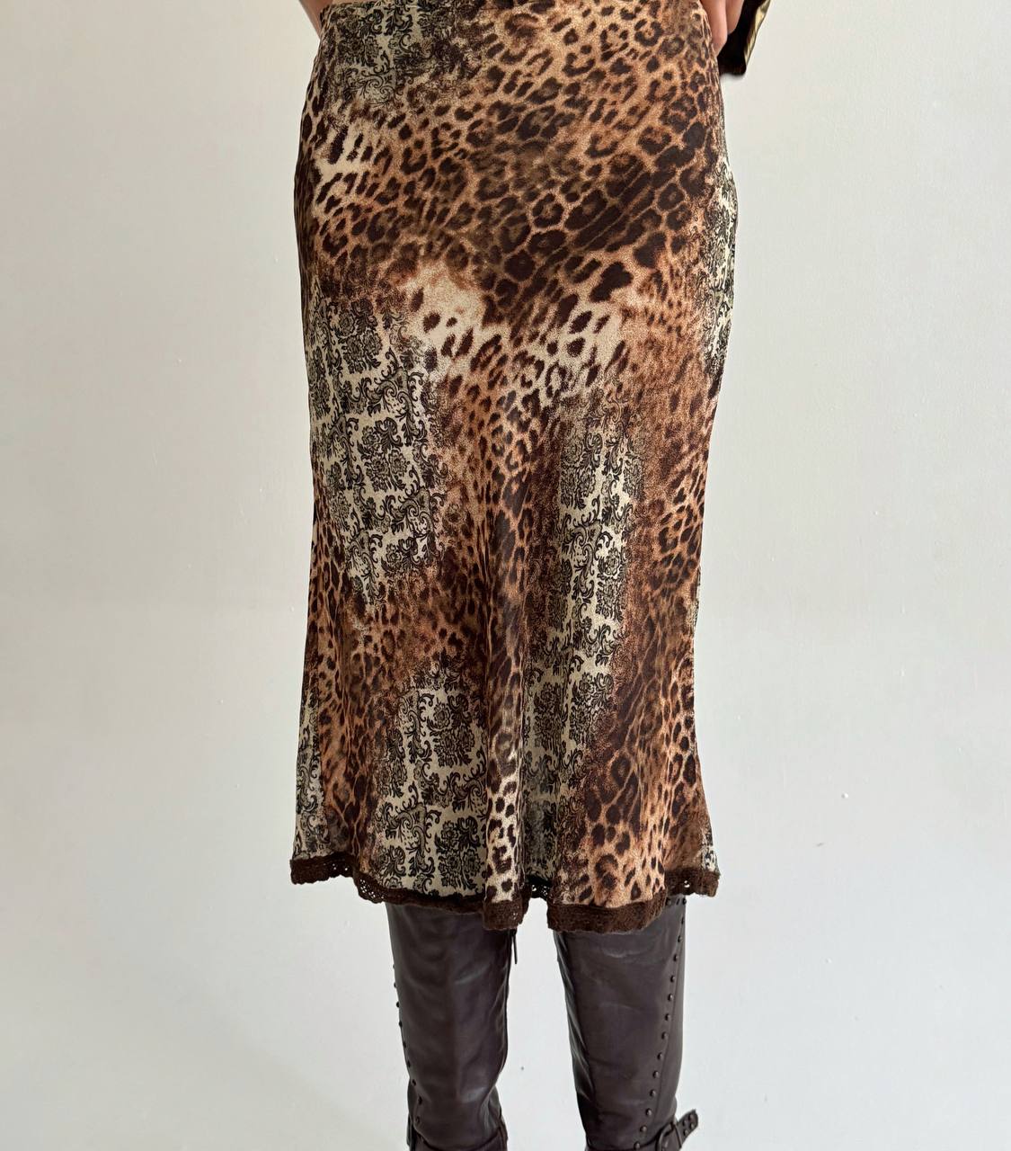 Vintage viscose leopard skirt