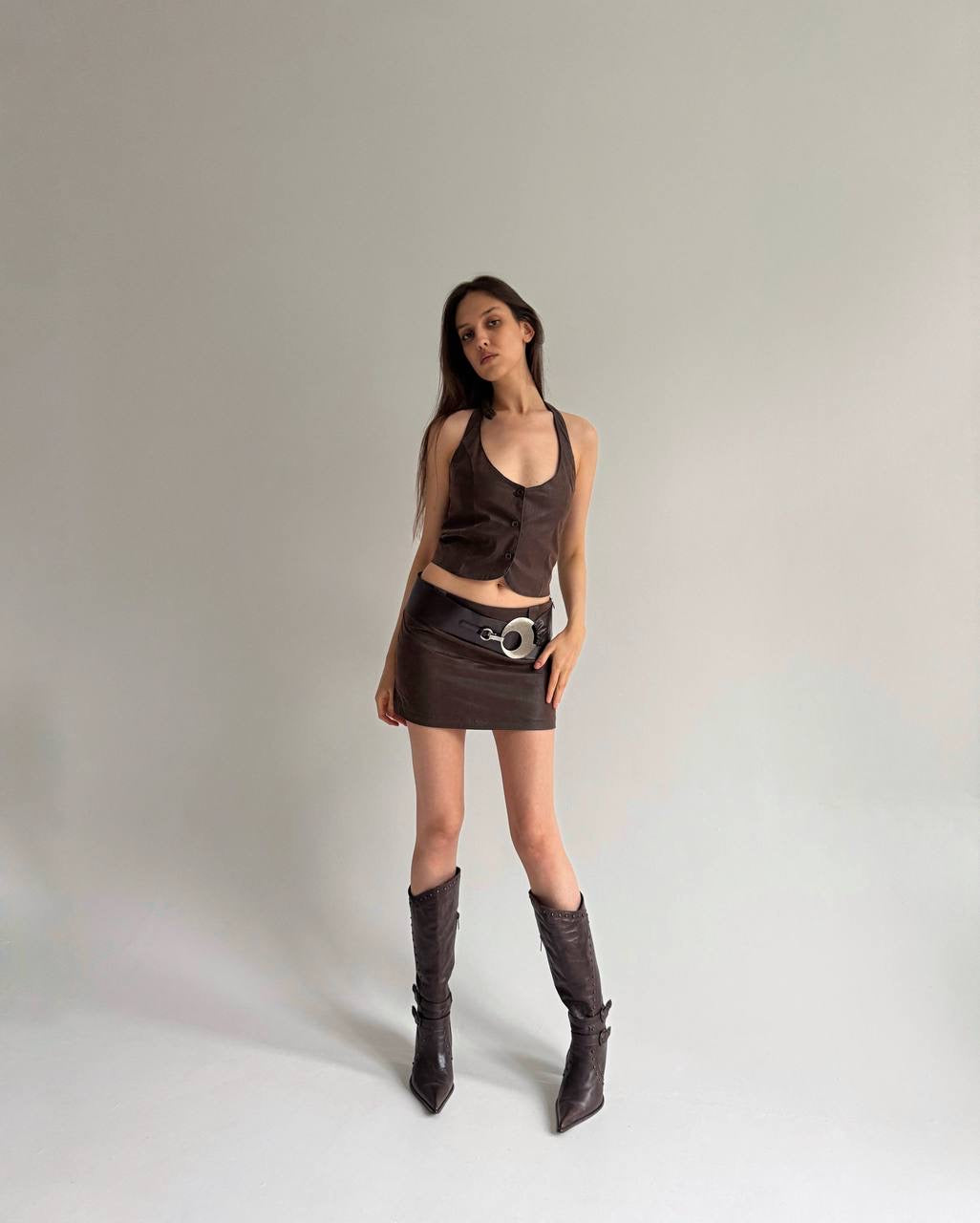 Vintage faux leather 2 piece suit