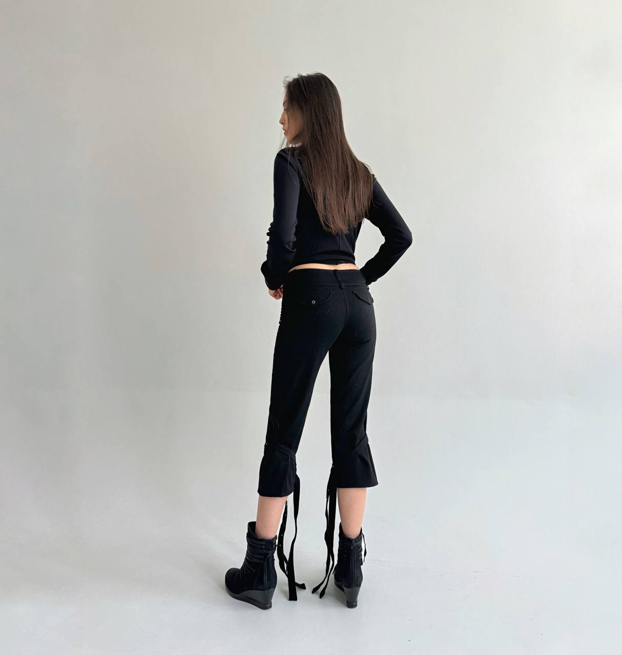 Vintage black capris with rhinestones