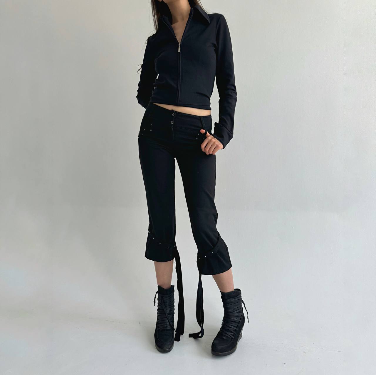 Vintage black capris with rhinestones