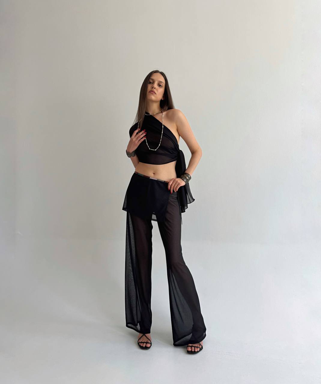 La Perla mesh beaded pants with a skirt