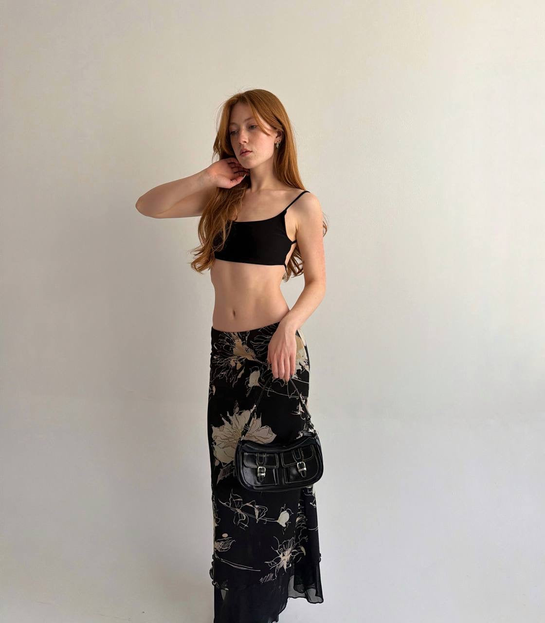 Vintage long skirt with flower print