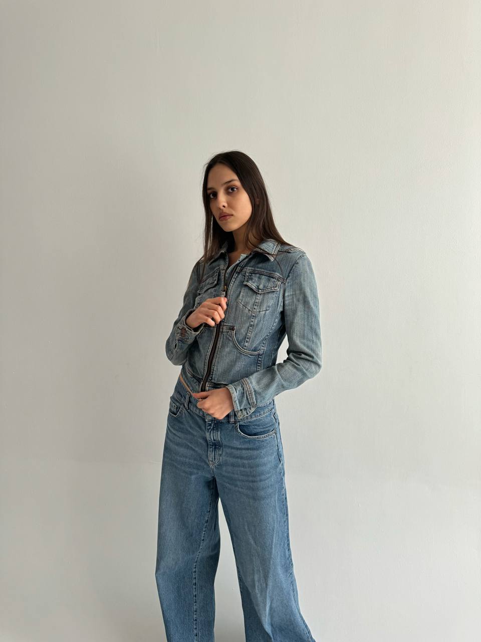Y2K washed denim jacket