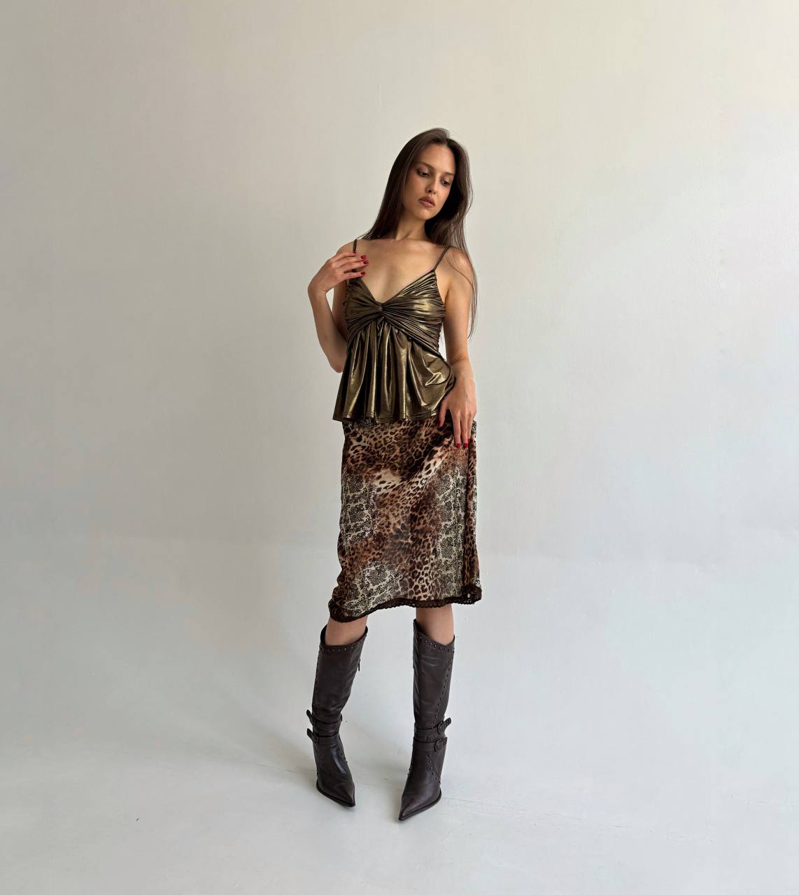 Vintage viscose leopard skirt
