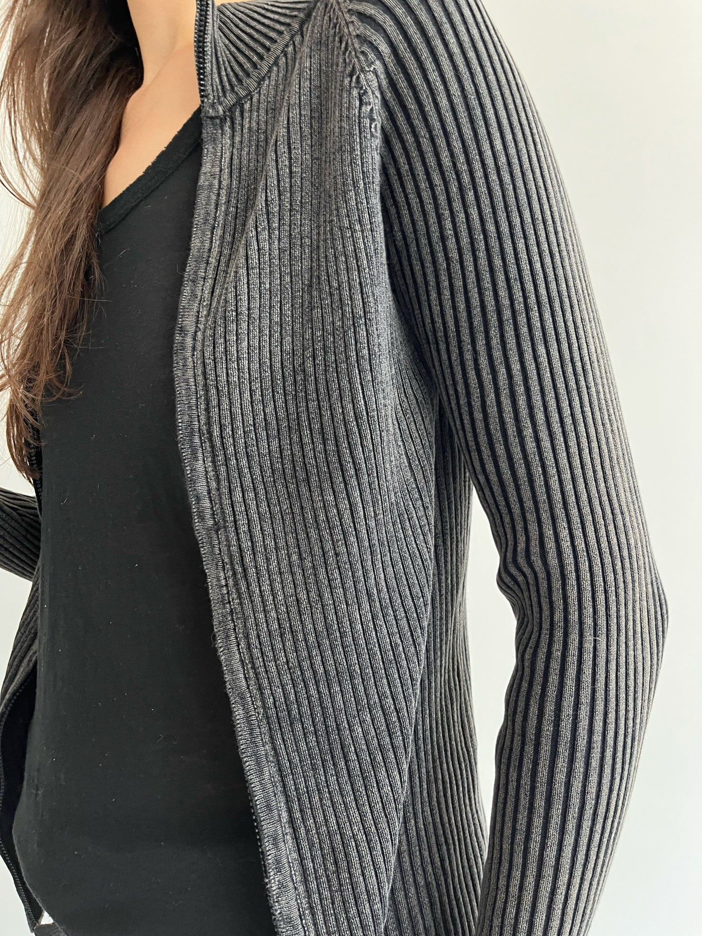 Vintage cotton ribbed distressed cardigan