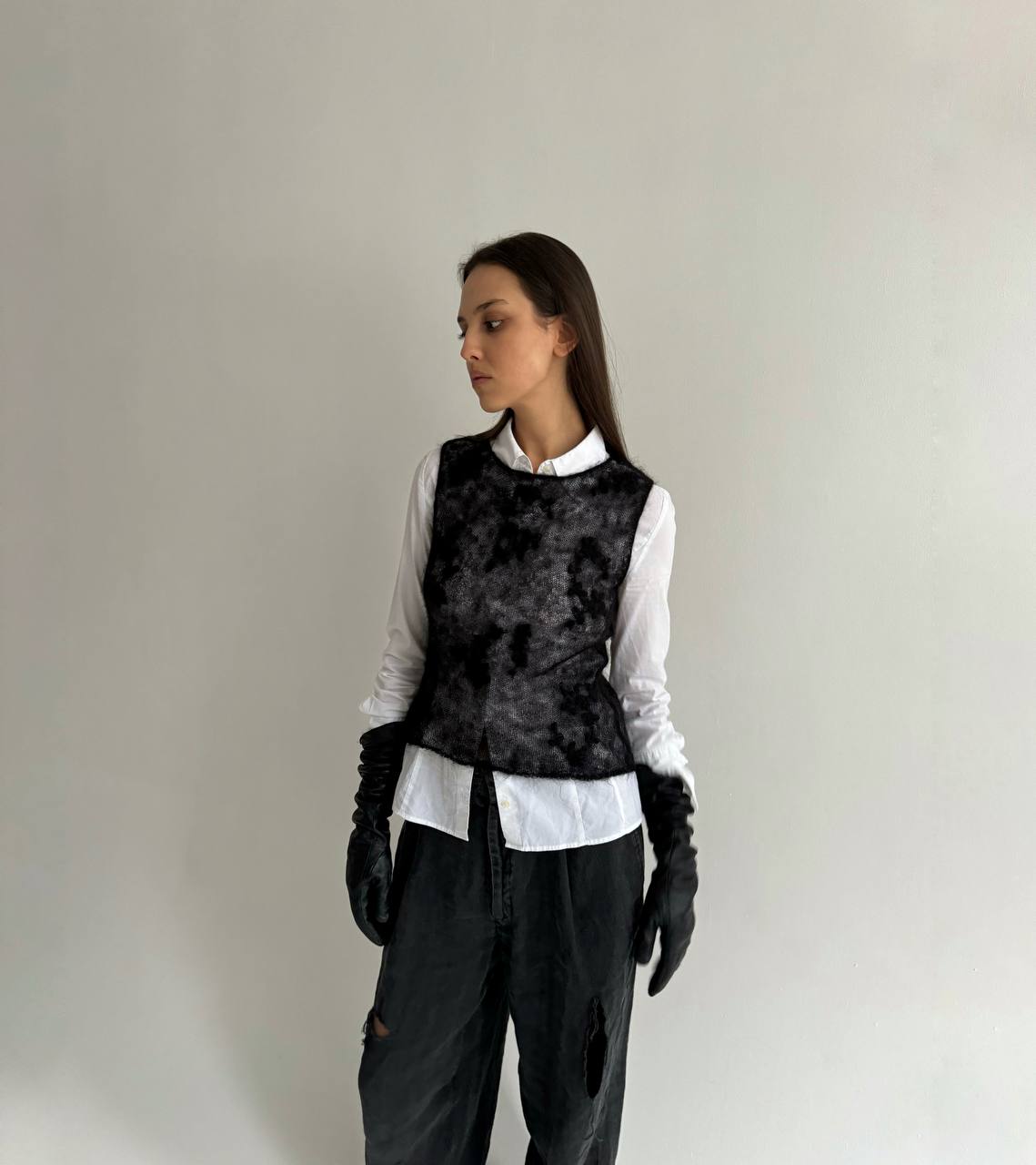 Vintage mohair crochet vest