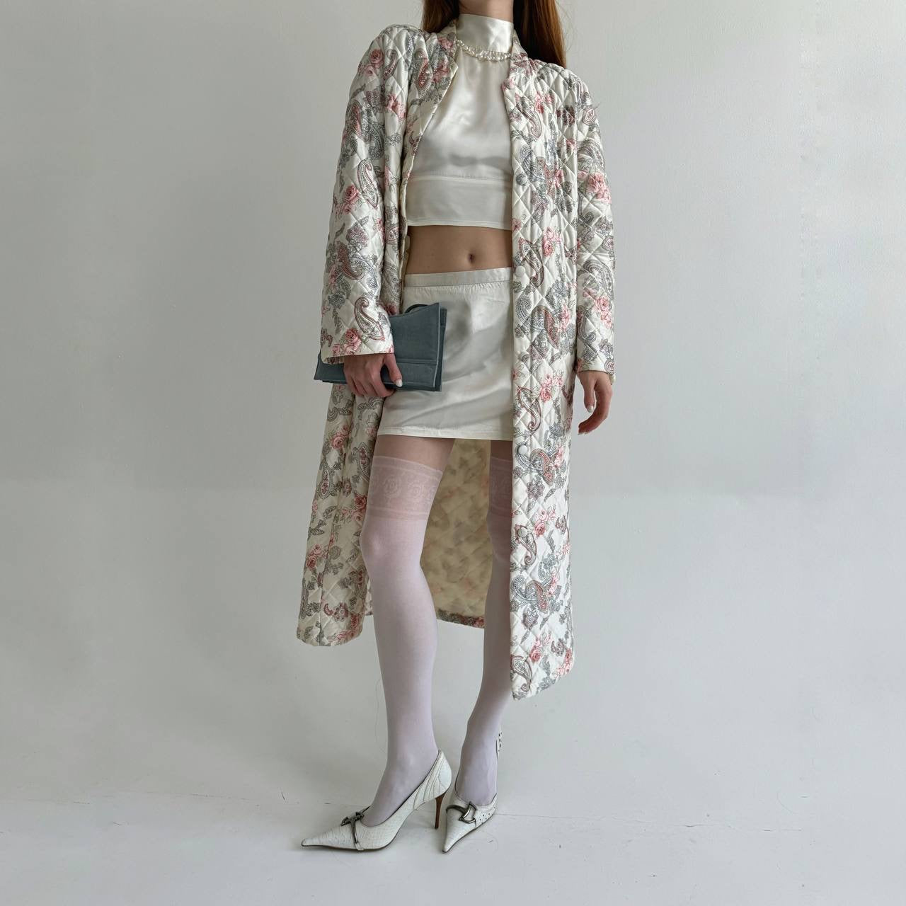 Vintage quilted flower pattern coat