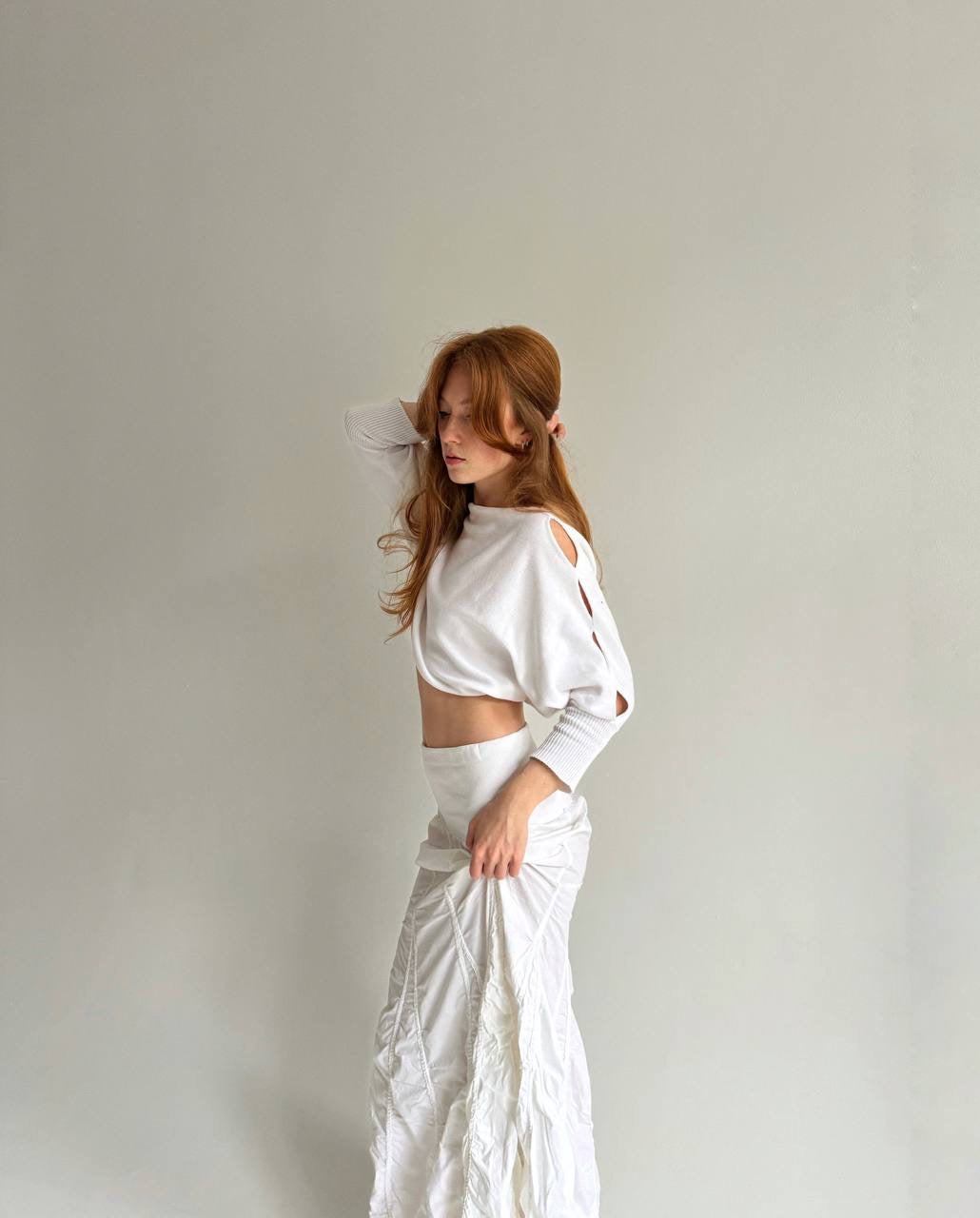 Vintage cotton white cropped sweater