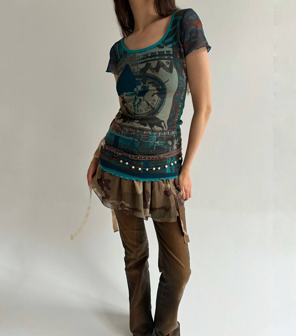 Y2K Save The Queen mesh blouse