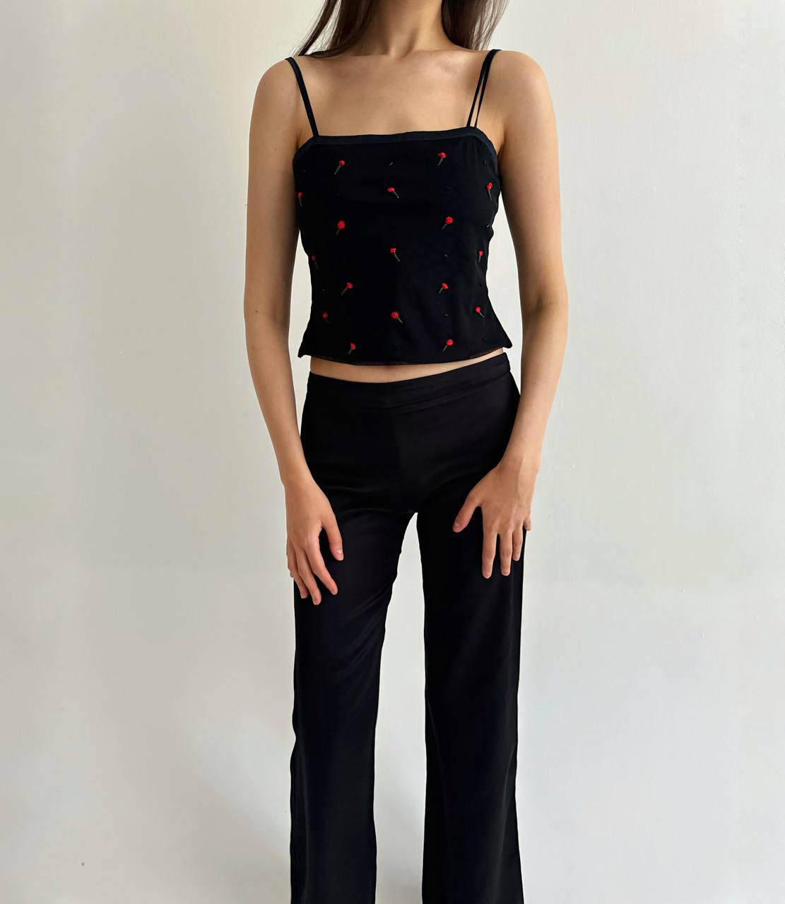 Vintage La Perla rose black top