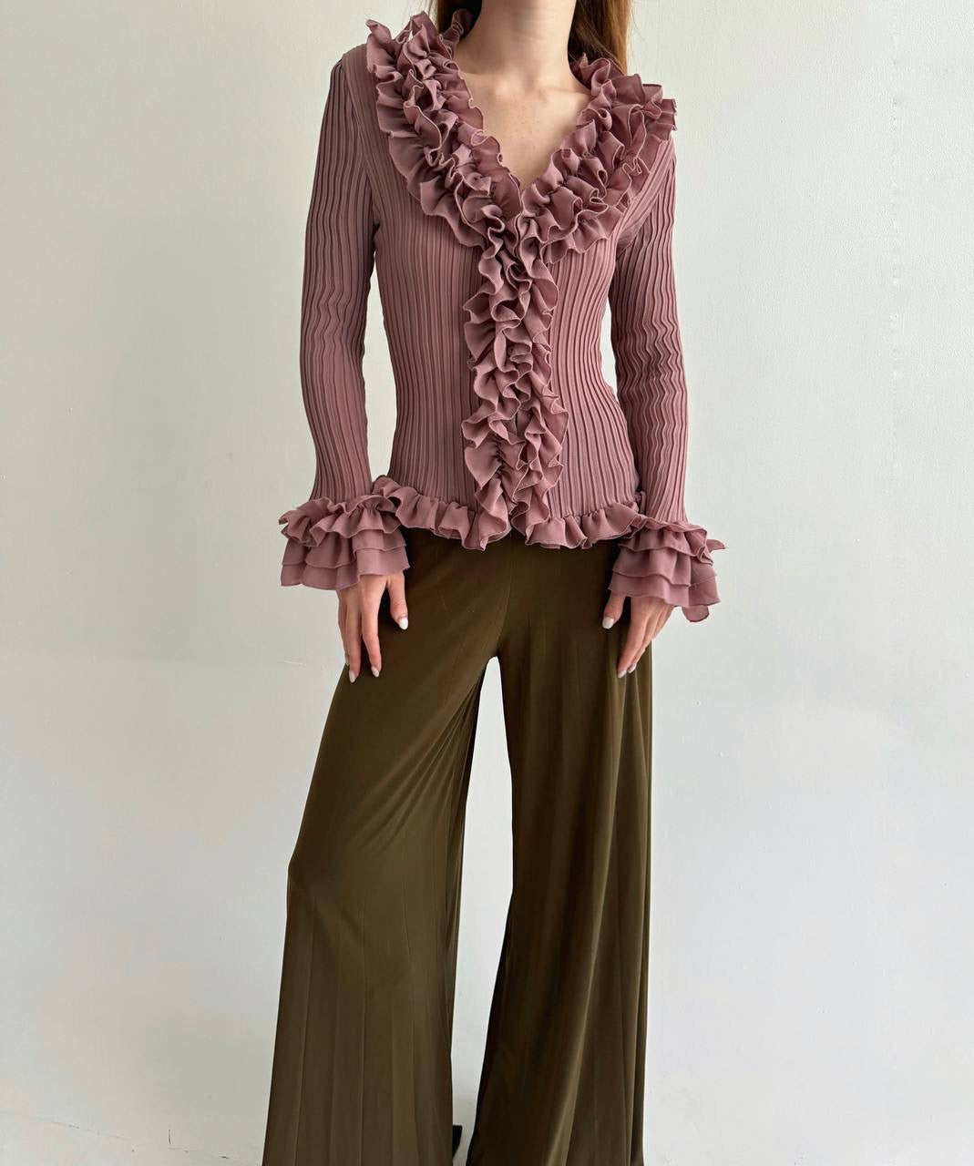 Vintage rose ruffled blouse