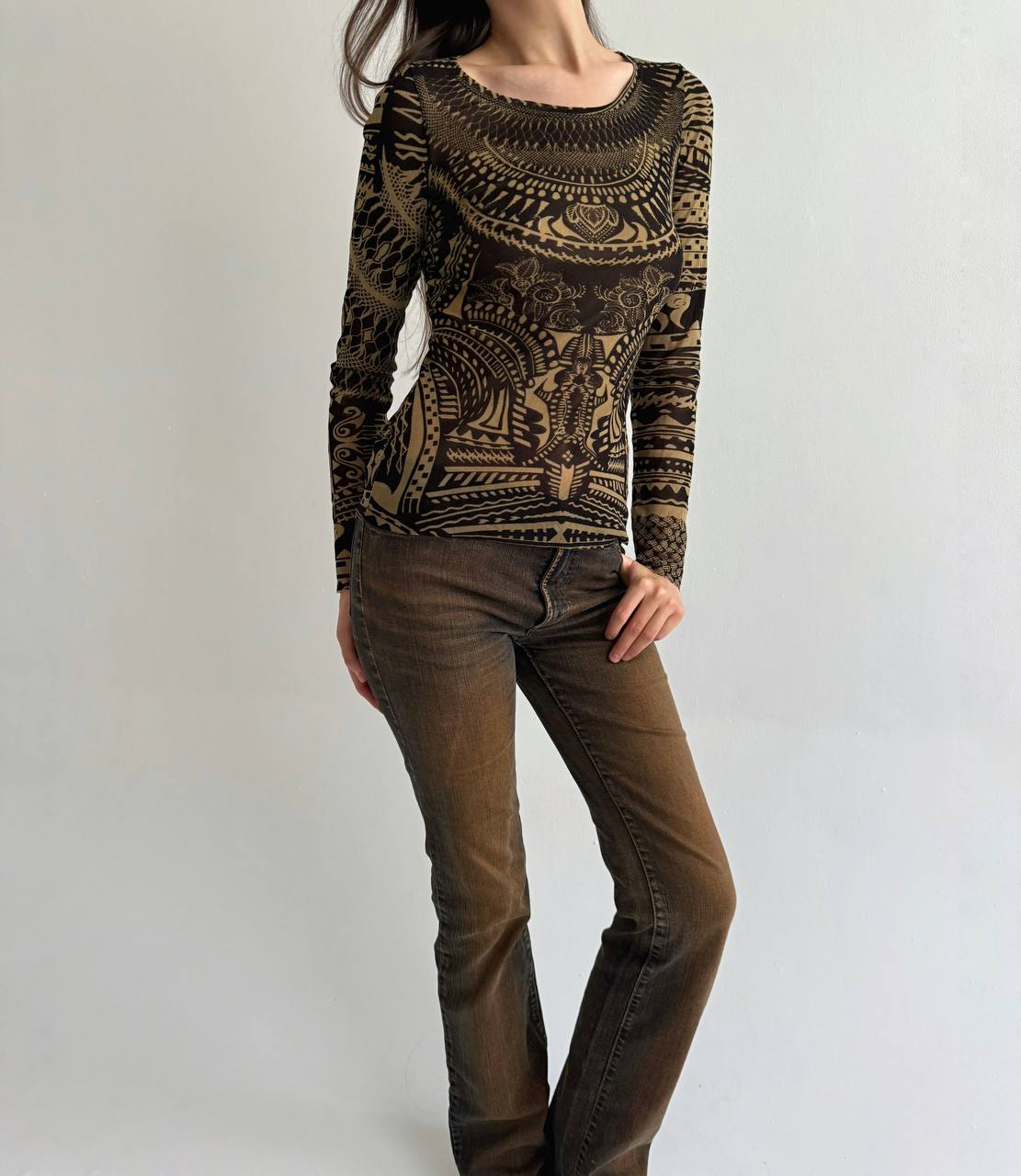 Y2K mesh ornament blouse