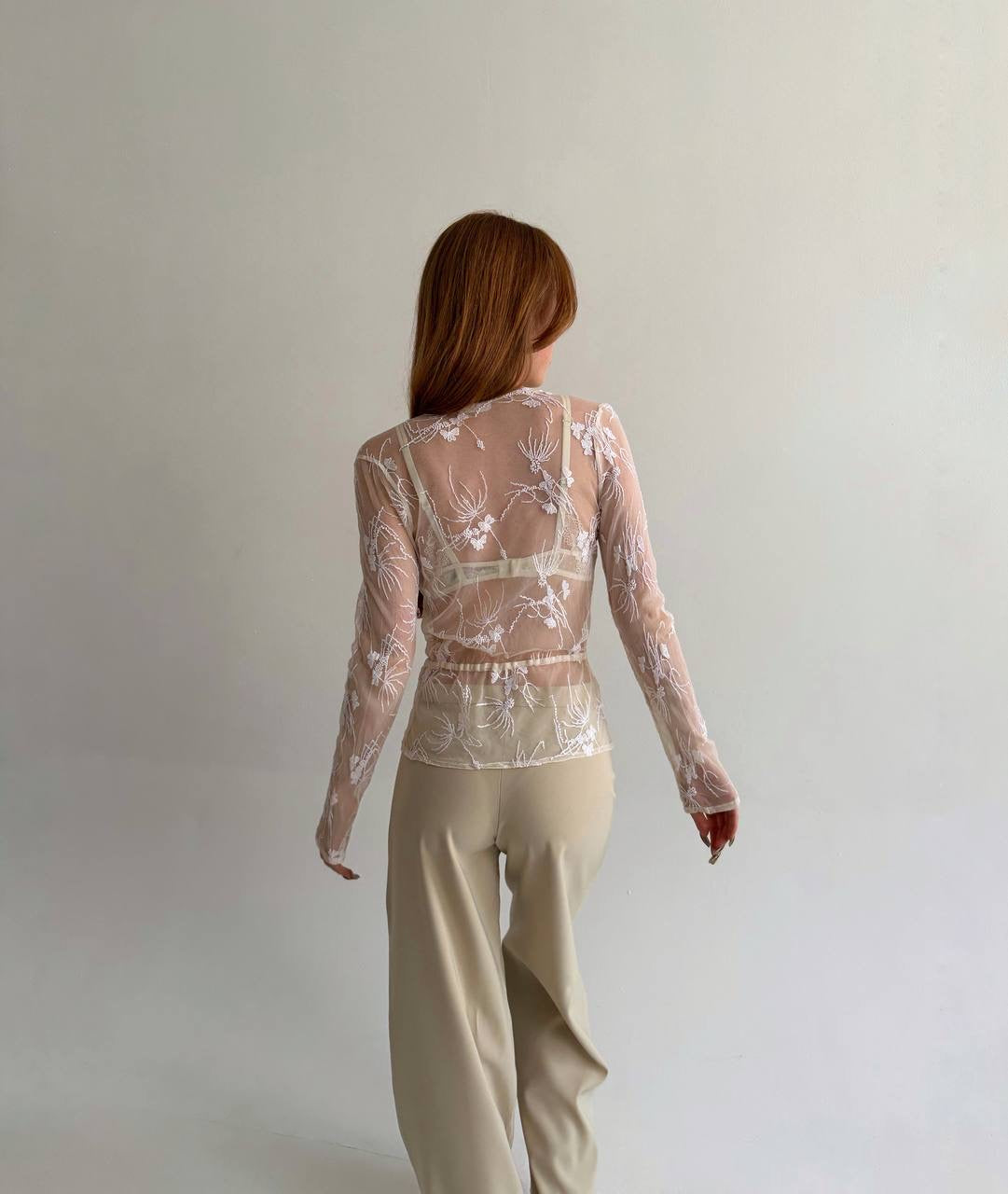 Vintage transparent button up blouse