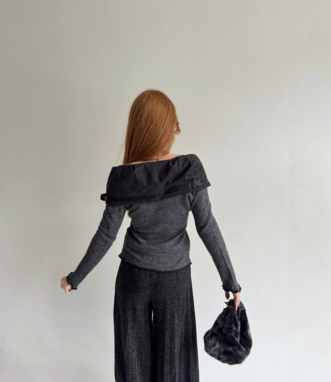 Vintage mohair blend jumper with rose appliqué