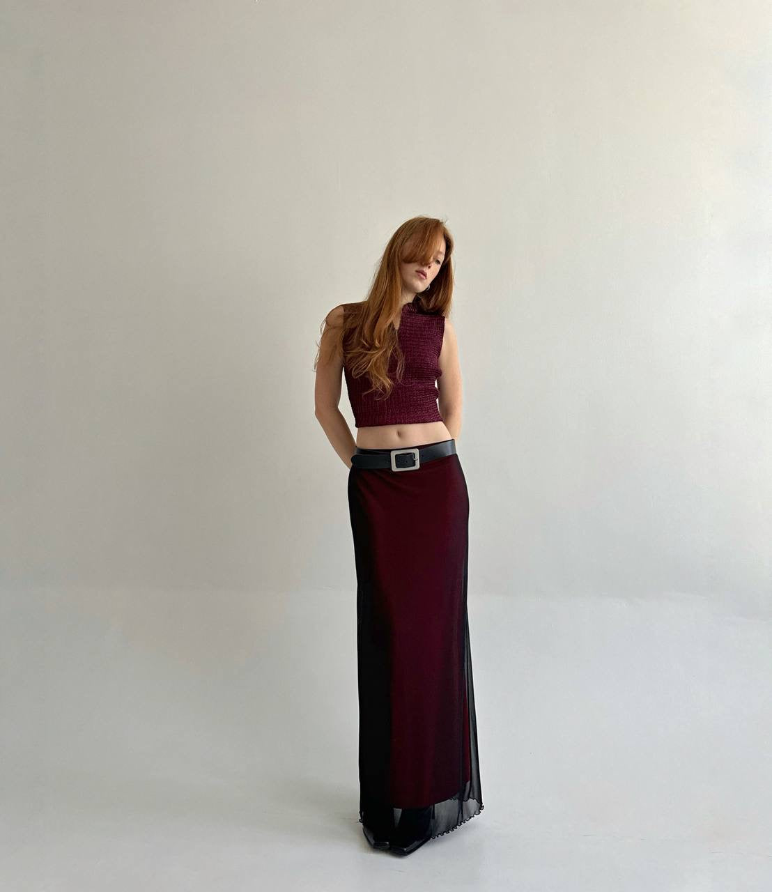 Vintage burgundy maxi skirt