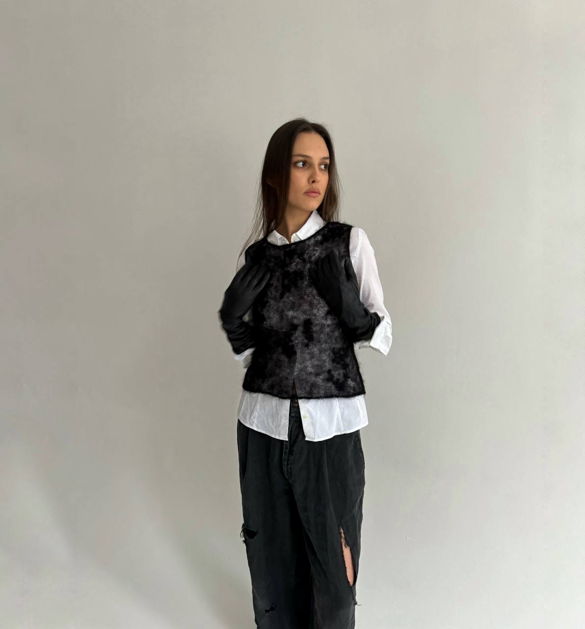 Vintage mohair crochet vest
