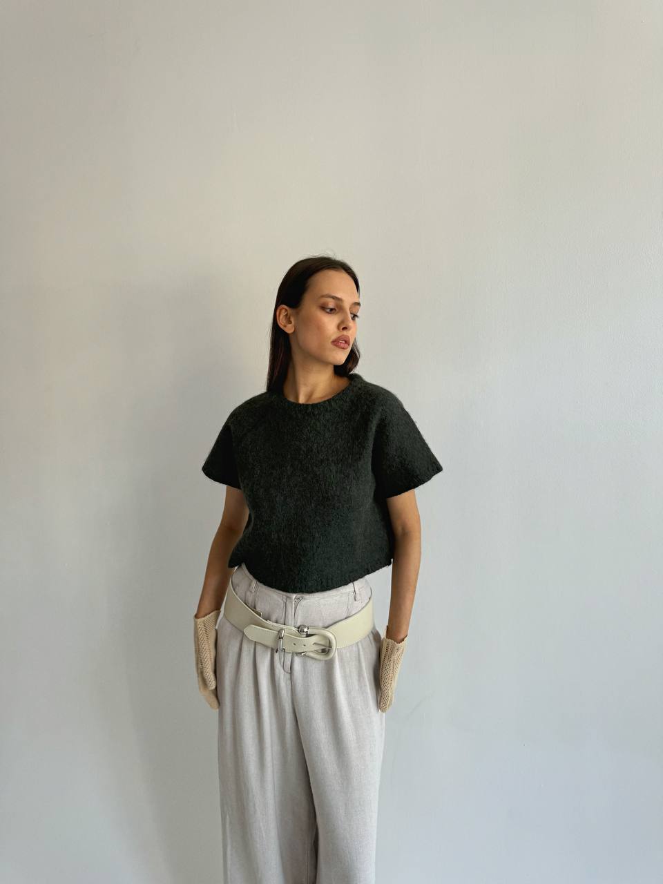 Vintage alpaca dark green sweater