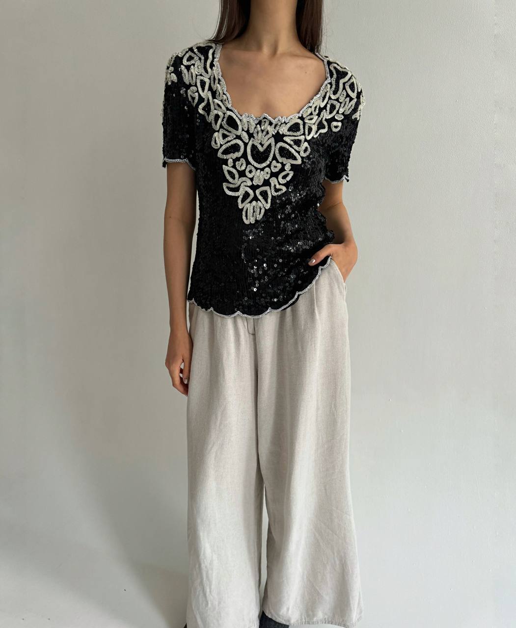 Vintage sequin beaded blouse