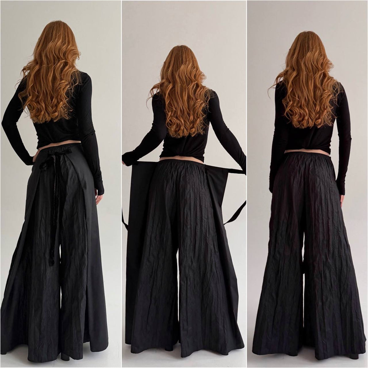 Vintage black made in France wide pants