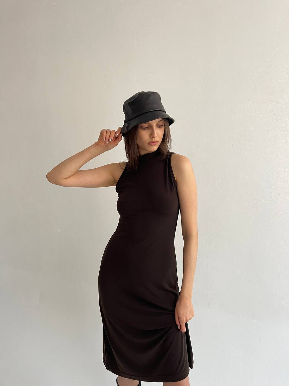 Y2K faux leather bucket hat