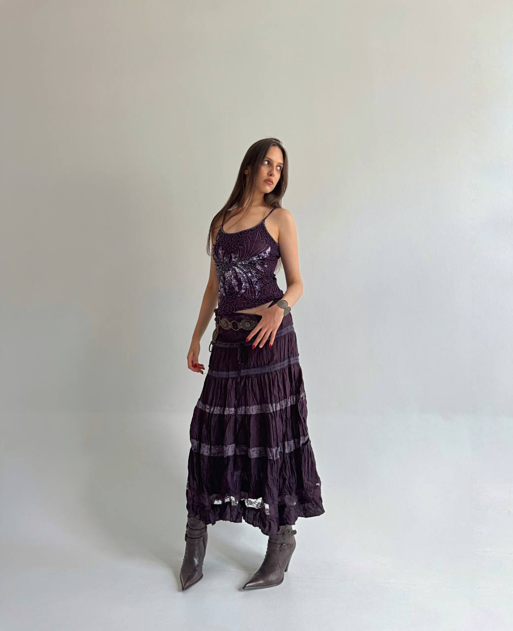 Vintage purple whimsigoth ruched skirt